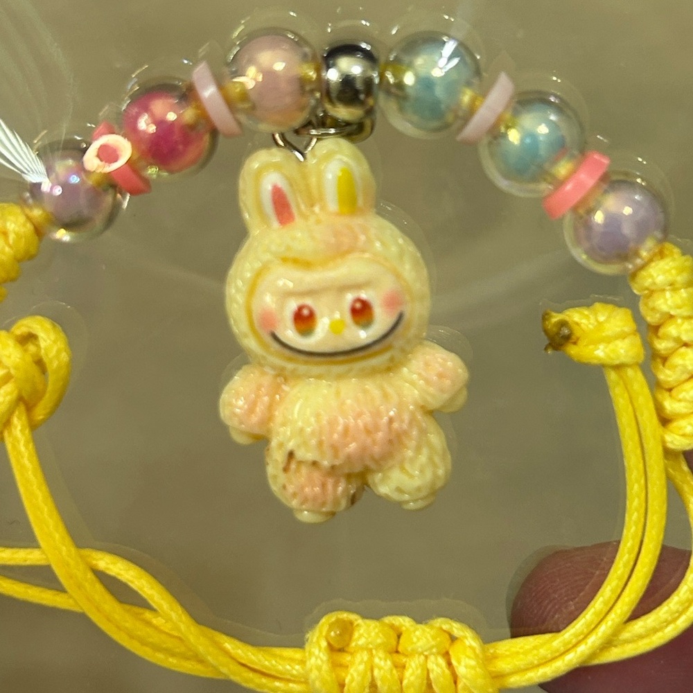 Labubu Little Monster Beaded Adjustable Woven Bracelet - Yellow New - Picture 5 of 13